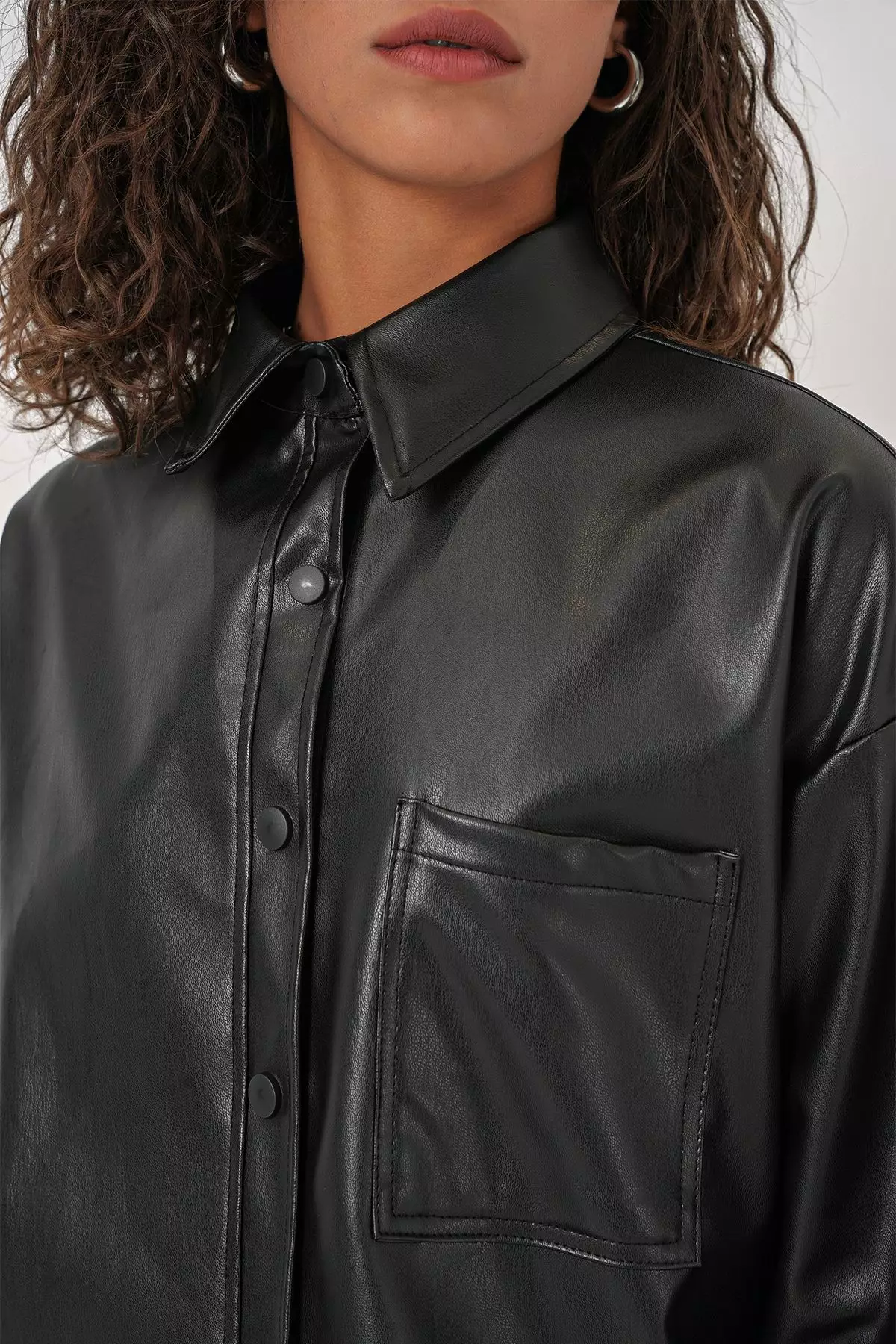 Oversize Faux Leather Shirt