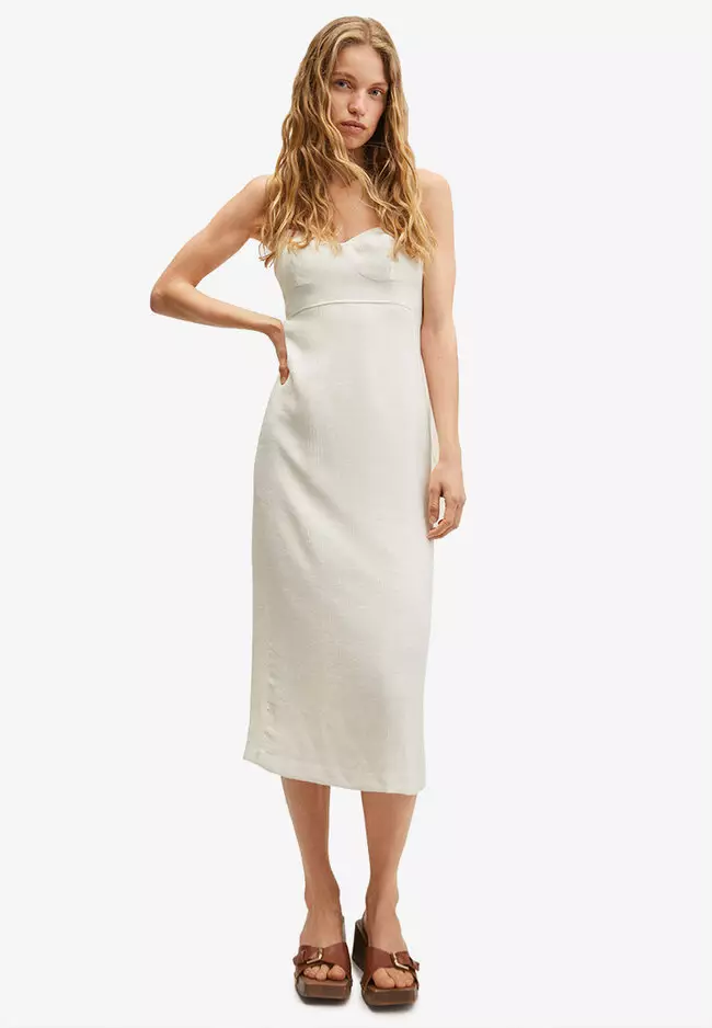 Mango cheap cream dress