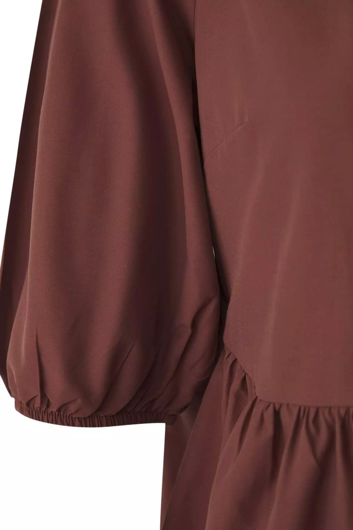 Brown Bow Woven Plus Size Blouse