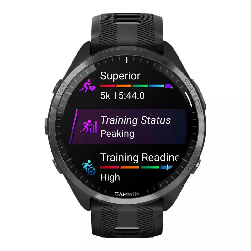 Jam Tangan Pria Garmin Forerunner 965 010-02809-A0 Smartwatch Titanium Digital Dial Black Silicone Strap