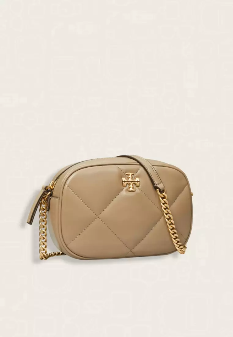 Tory Burch Kira Diamond Quilt Camera Bag Taupe Oak
