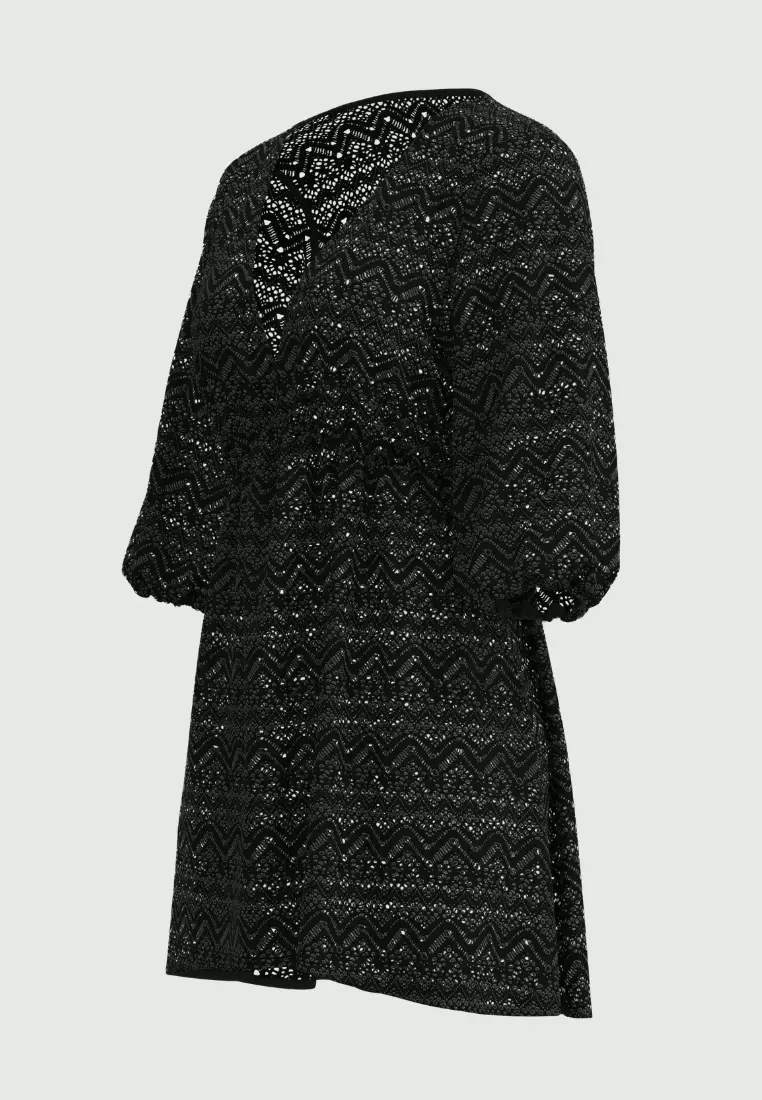 Crochet黑色勾針編織 V領沙灘裙