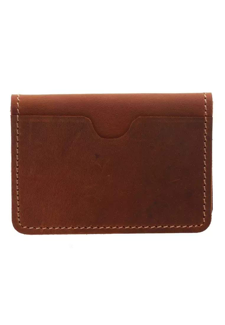Zackly Card Holder Wallet Dompet Kartu Many Slot Handmade Material Genuine Leather Kulit 024 ORIGINAL - Brown Gold