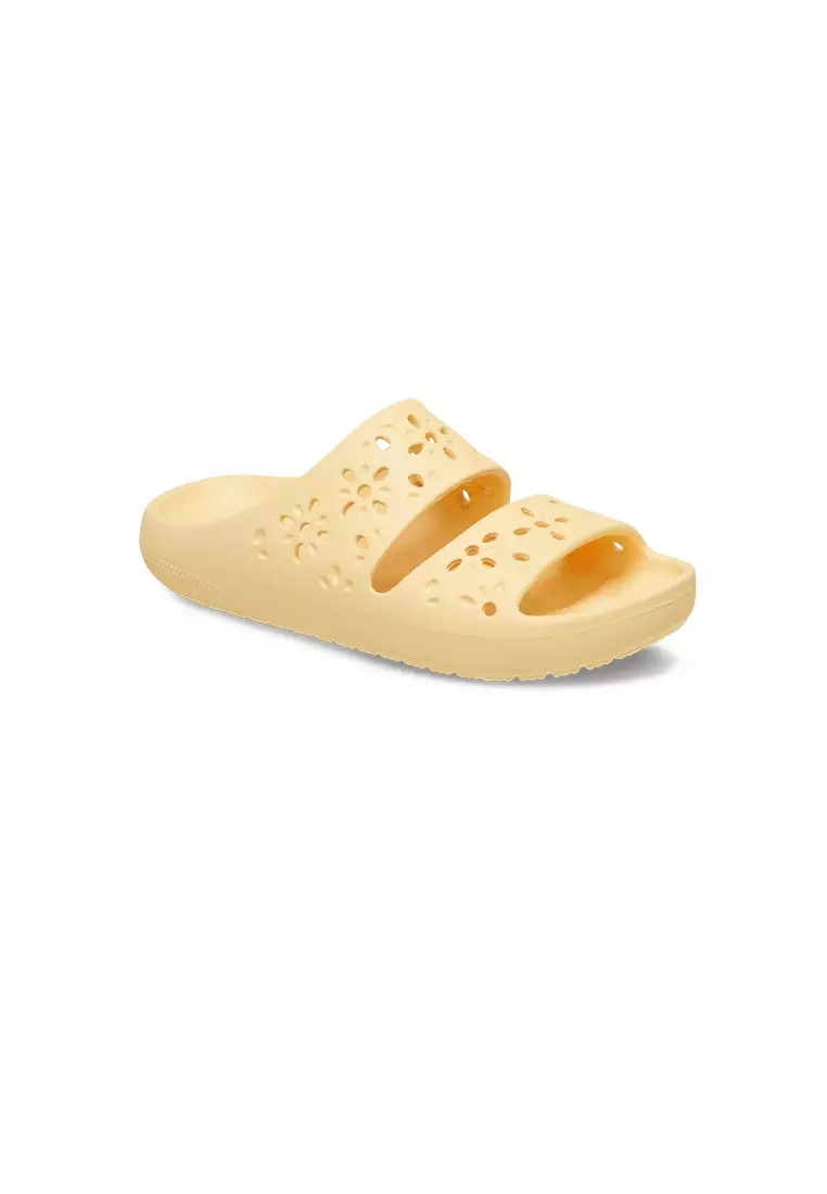 Discount on Crocs  shoes - SKU: Classic Floral Cut Out Sandal in Golden Hour