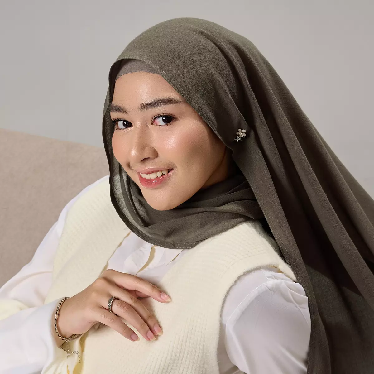 ZM Zaskia Mecca - Yoma Wood | Arabian Shawl Pashmina Hijab (Iner Meleyot)