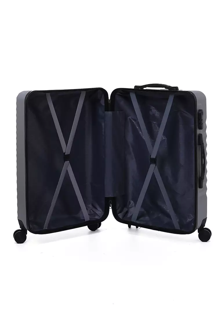 Austin Koper Unisex Size 24 Inch Travel Bag Large Compartment Material Fiber ABS ORIGINAL - Silver