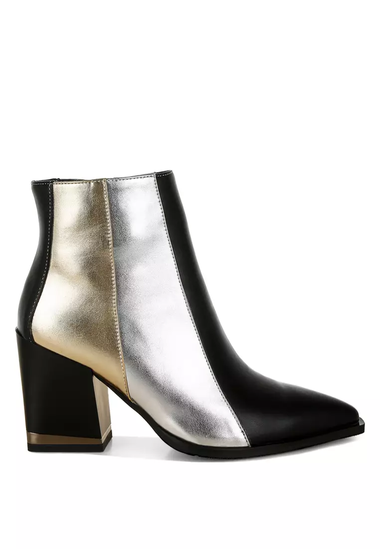 Discount on London Rag  shoes - SKU: Three Tone Block Heel Boots in Black