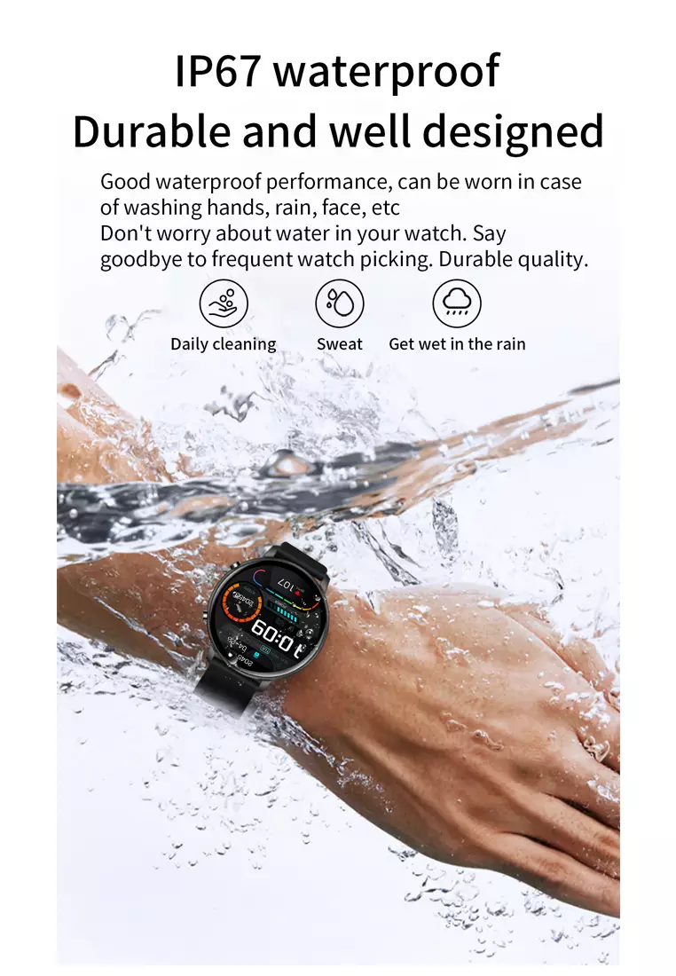 SmartWatch G28 Bluetooth Call Jam Pintar 24H Temperature Monitoring Sport Fitness Touch Screen blue dengan tali jam gratis