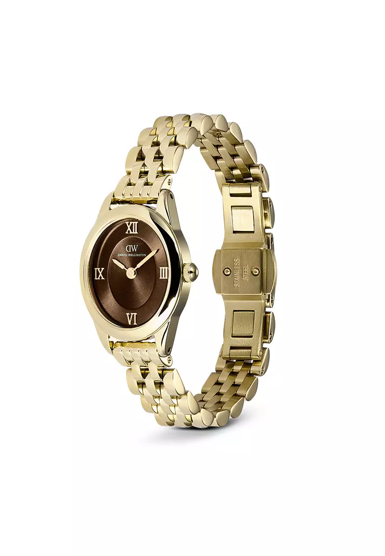 Ophelia Mini Beans Link Amber Gold - Women Watch Stainless Steel Strap DW Official Authentic Original jam tangan perempuan DW
