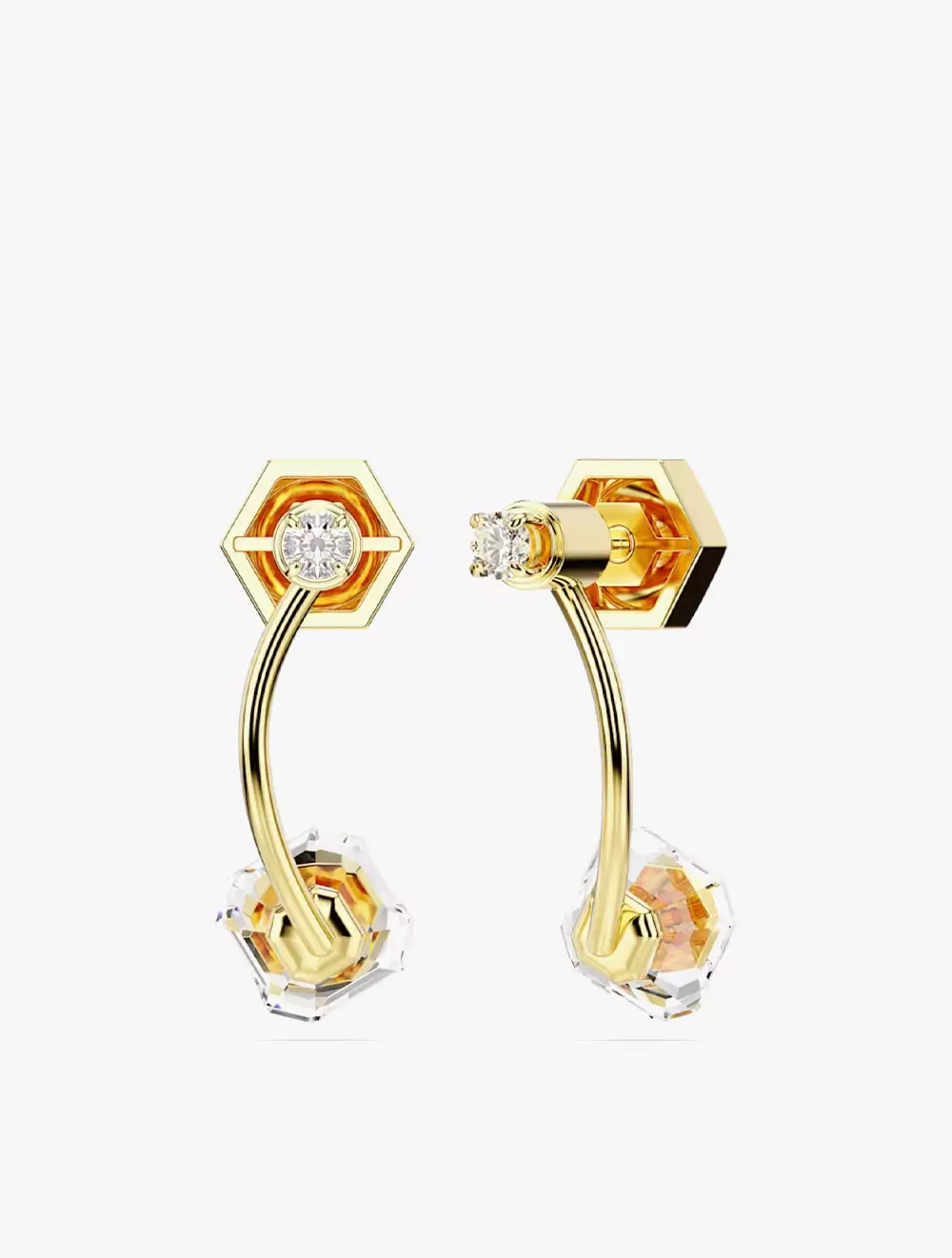 Numina Earring Jackets, Mixed Cuts, White, Gold-Tone Plated - White