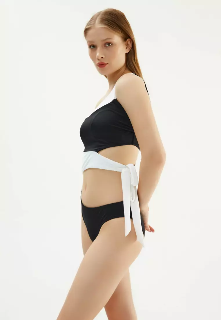 Black Monokini, One Shoulder, Full-Cup, Underwire, Swimwear for Women