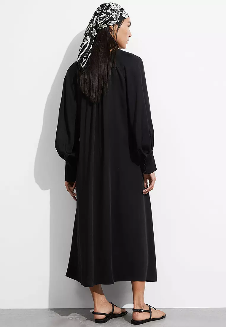 V-Cut Satin Midi Dress