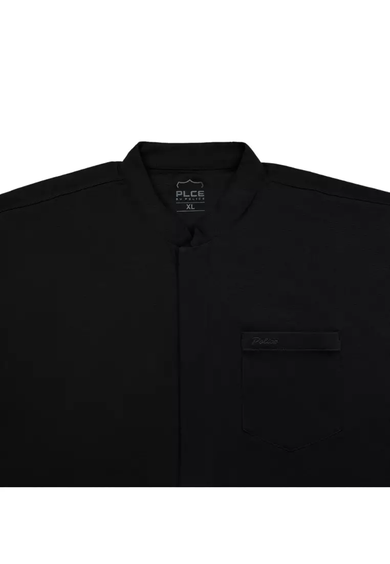 POLICE Kemeja Koko Polos Spandex Slub Premium Regular Fit Pria