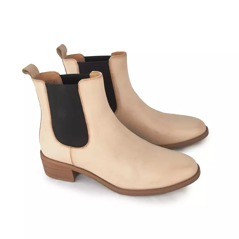 Sepatu Boots Wanita Kulit  Gino Mariani Airen Beige