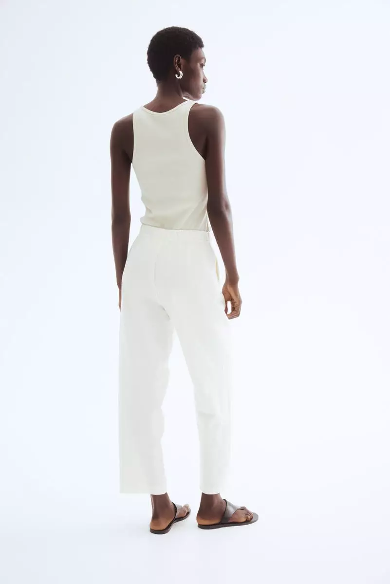 Linen-blend drawstring trousers