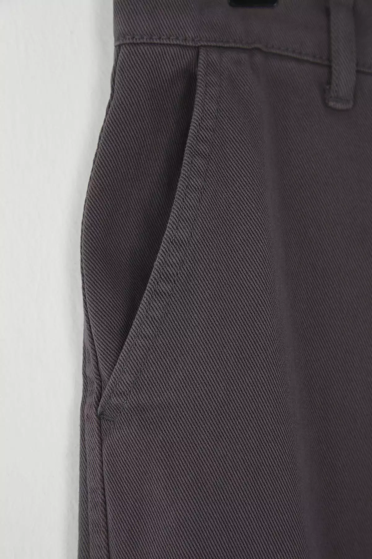 Anthracite Cargo Pocket Gabardine Baggy/Loose Cut 100% Cotton Casual Trousers TMNSS24PL00021