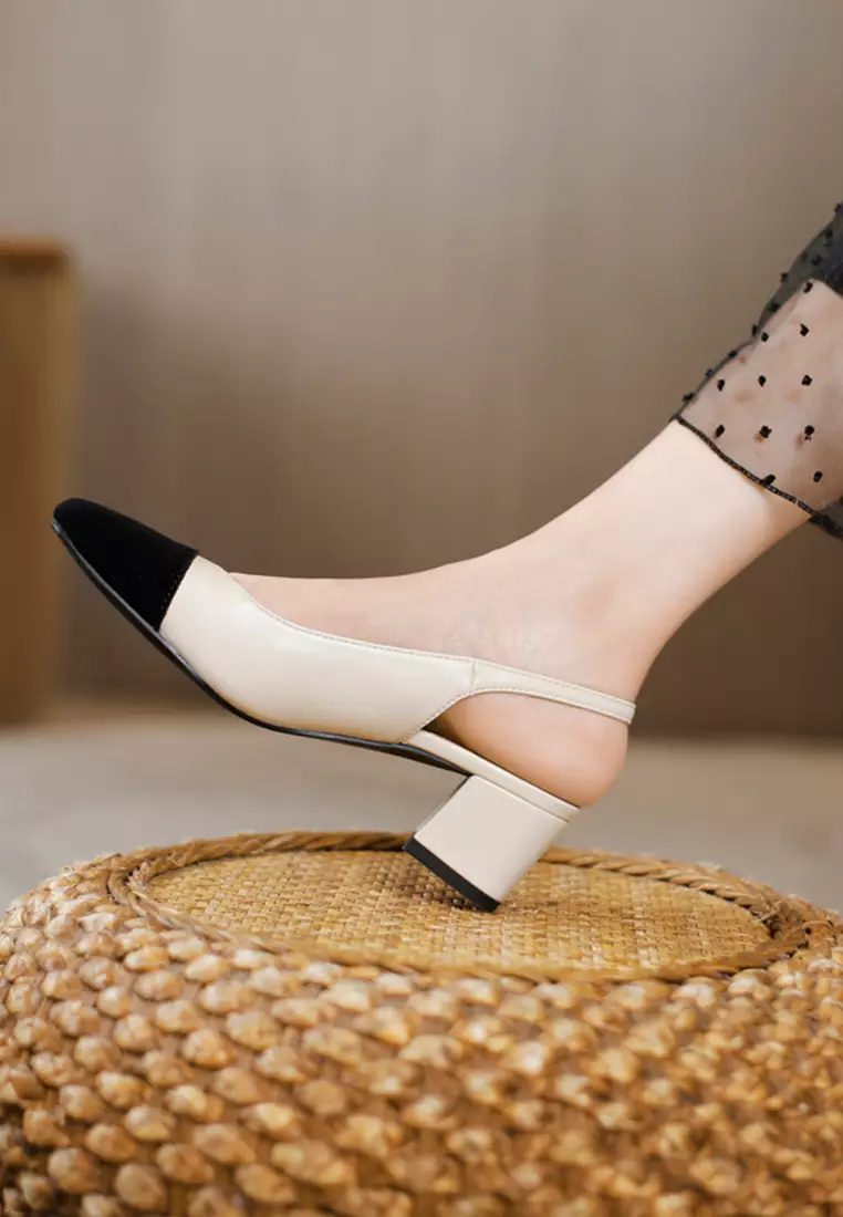 5CM Color Matching Synthetic Leather Slingback Heel TE215-10