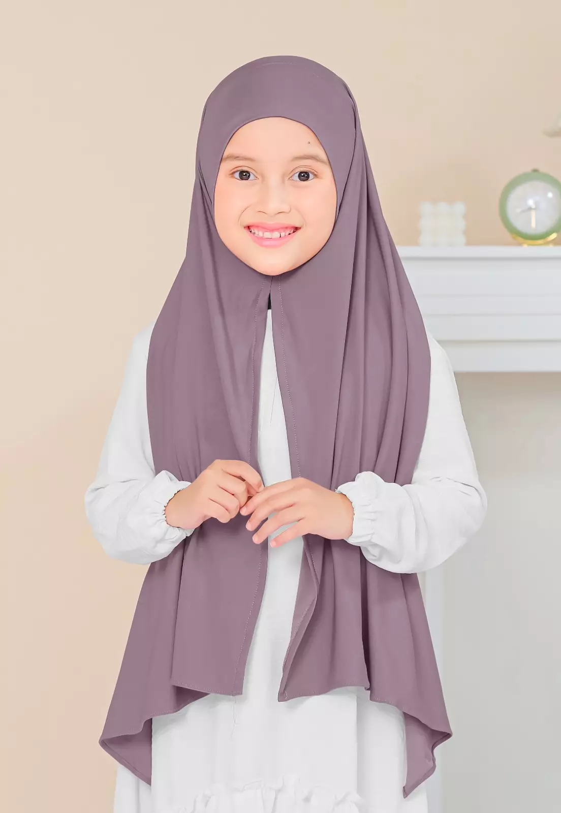 Cotton Bee - Calla Oval Instan | Hijab Pashmina Instan Anak - Mauve Mist