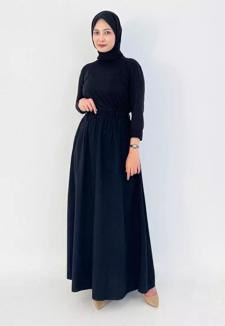 Ima Denim Skirt (Rok Jeans A-Line) HITAM