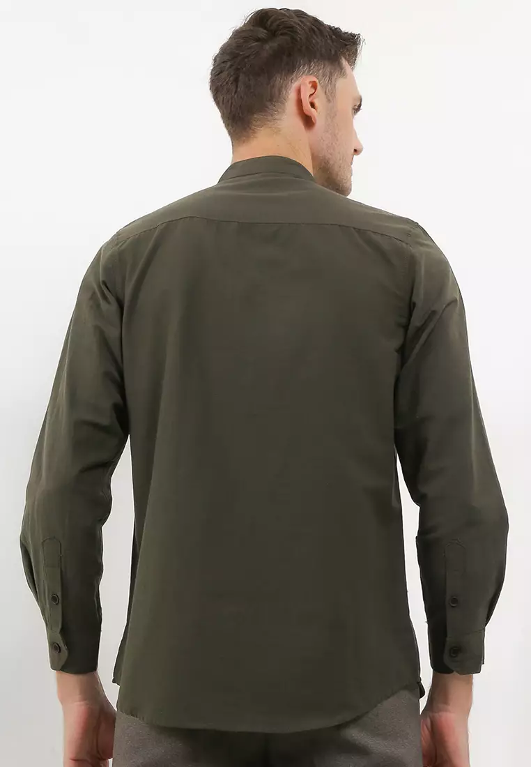Kemeja Pria Polos Katun Sigaret Lengan Panjang ARMY Exclusive Premium