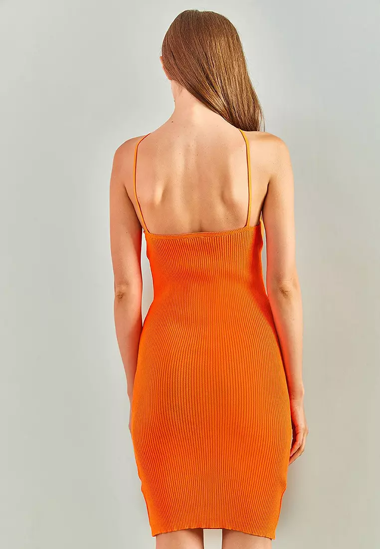 Women's Front Cross Strap Patterned Dress