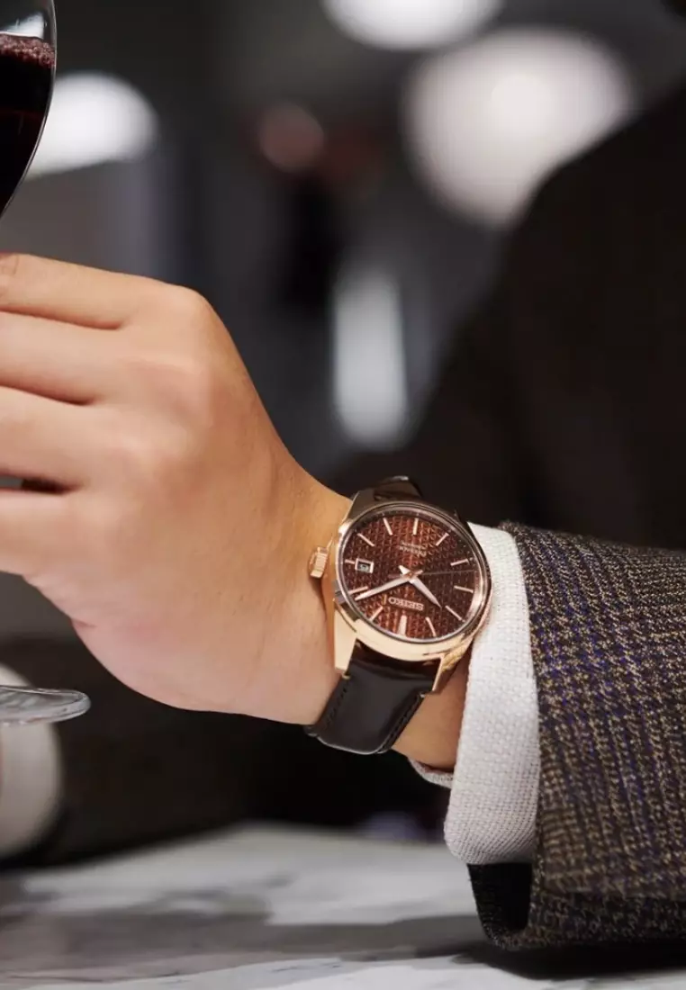 Seiko Presage Sharp Edged Series Brown Dial Dark Brown Leather Band Automatic Watch SPB170J1