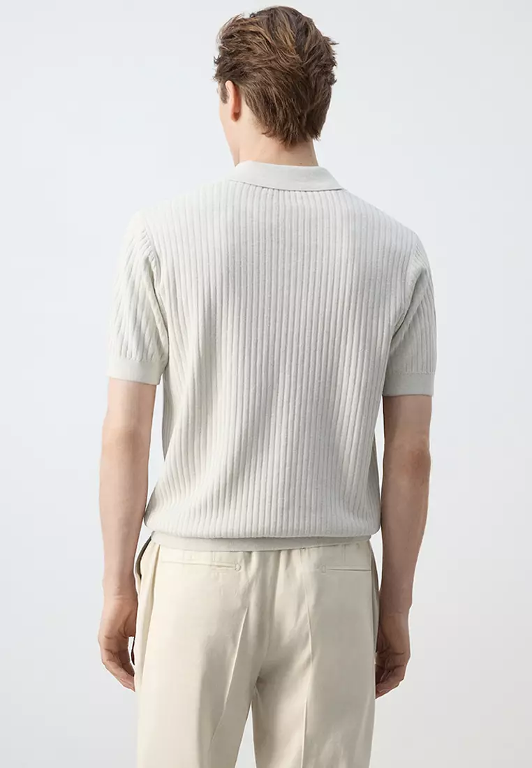 Rib-Knit Cotton-Blend Polo Shirt