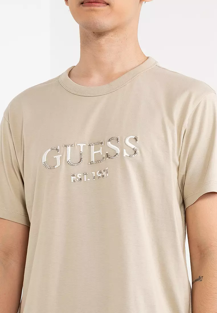 Guess Tienda Online Camiseta Guess Hombre Logo Bordado En Rojo