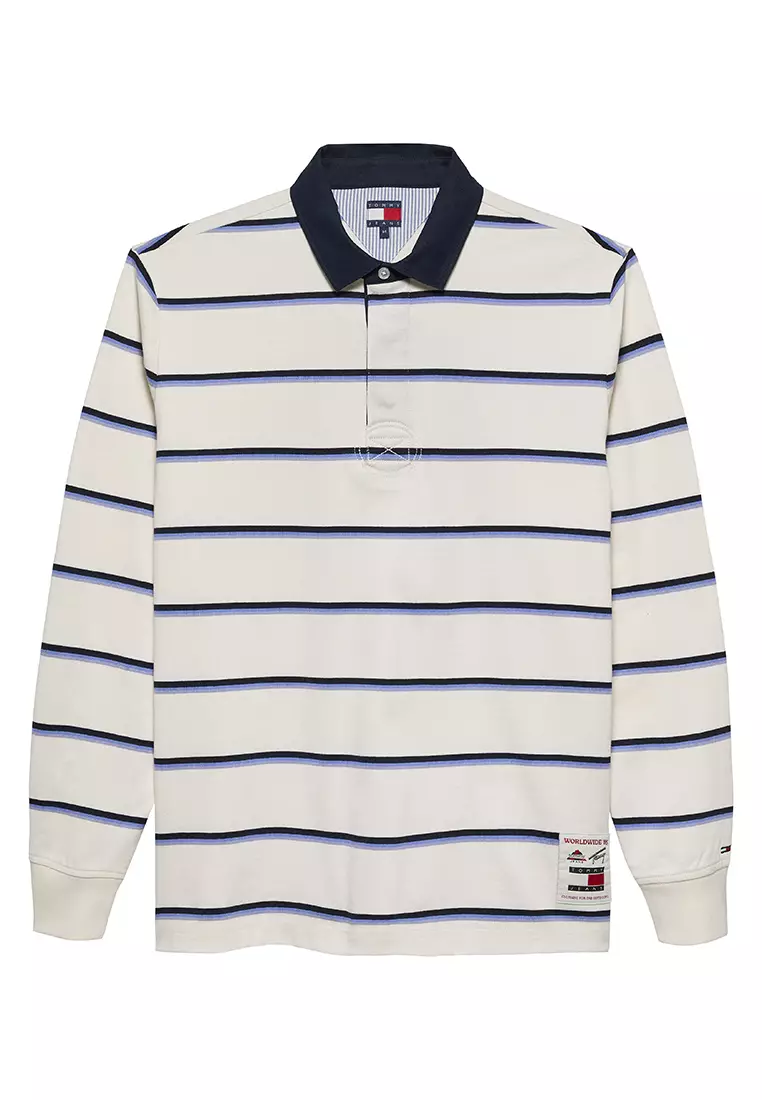 Buy Tommy Hilfiger Relaxed Woven Label Rugby Shirt - Tommy Jeans 2026 ...