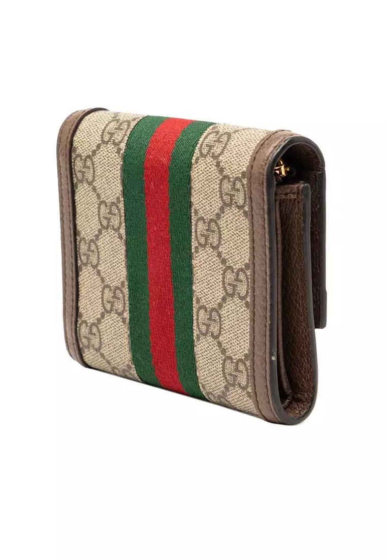Pre-Loved Gucci Gg Supreme Web Ophidia Trifold Wallet