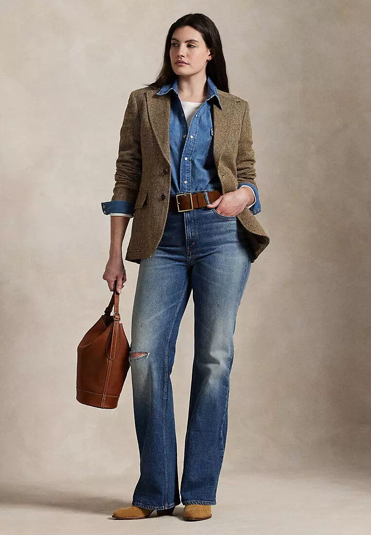 Herringbone Linen-Blend Blazer