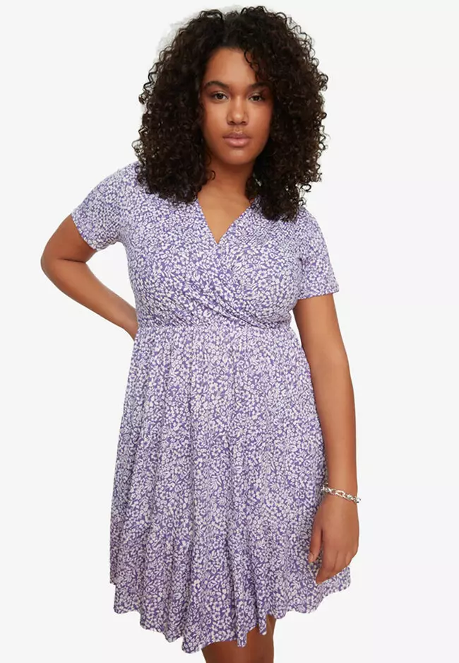 Purple summer dress plus size hot sale