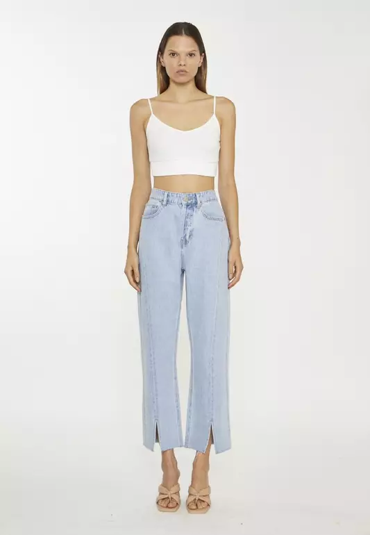 Split Ankle Straight Leg Jeans