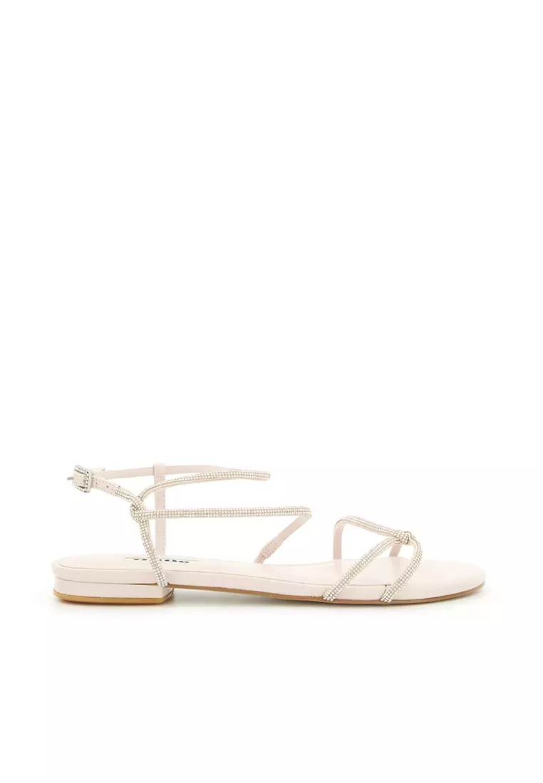 Buy Dune London Nightly Tubular Diamante Flat Sandals Ecru 2025