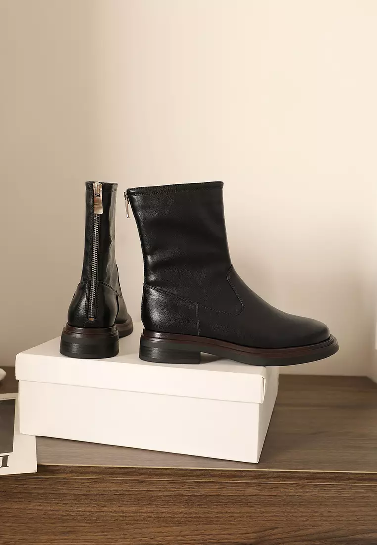 4CM Round Toe Zipper Platform Boots TE8173-1