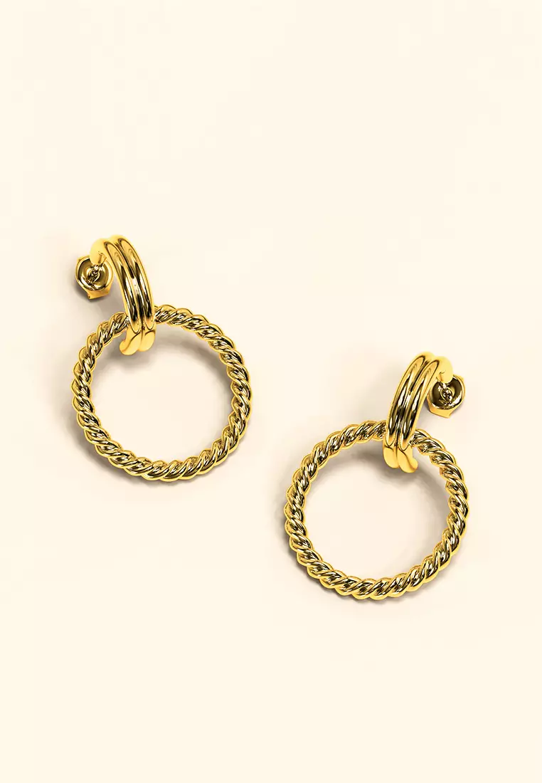 Exquisite Round Gold Drop Earrings