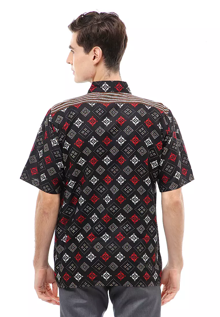 Kendrick Atasan Formal Kemeja Batik Pria Motif Abas Short Sleeve Full Furing Material Cotton ORIGINAL