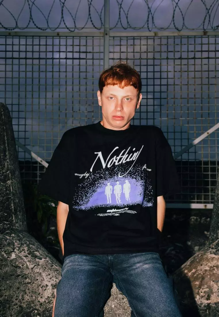 OOTDSUPPLY Boxy Fit Oversize Nothing Black l Tshirt Boxyfit l Kaos Boxy OVZB005