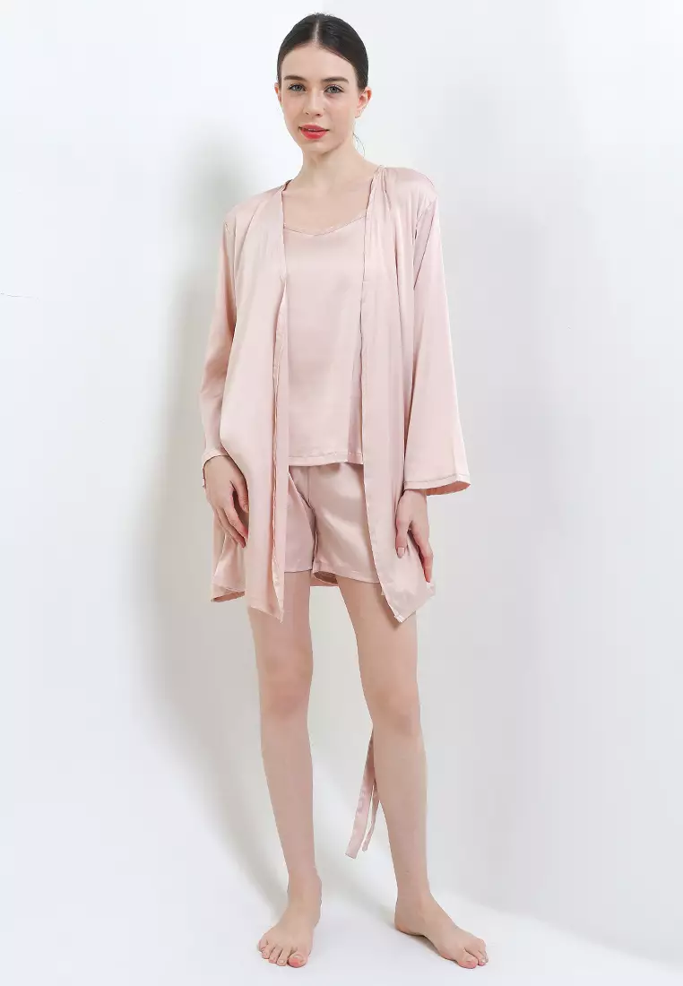 Kimono Satin Silk Set Seksi Sexy Hot Pants Tanktop Sleepwear