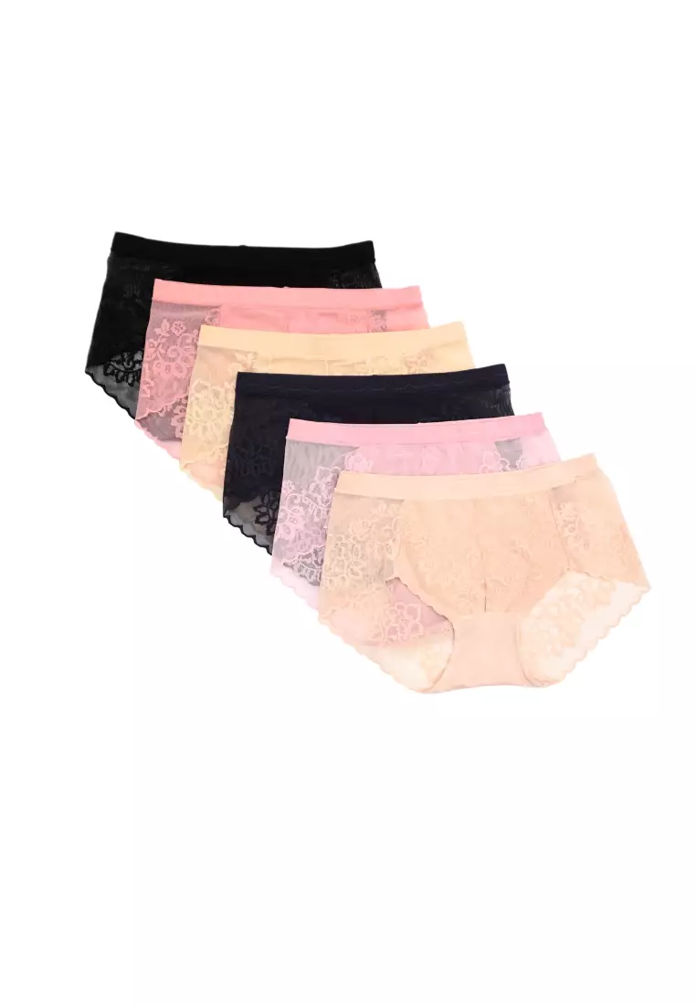 6 Pack Lola Sexy Lace With Straps Back Panties Bundle A