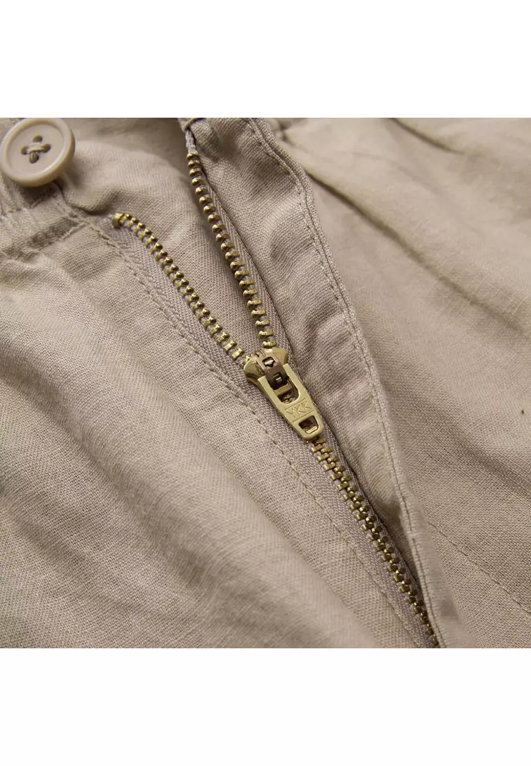 Korea Collection Men's Linen Cotton Elastic Waist Shorts 01106597