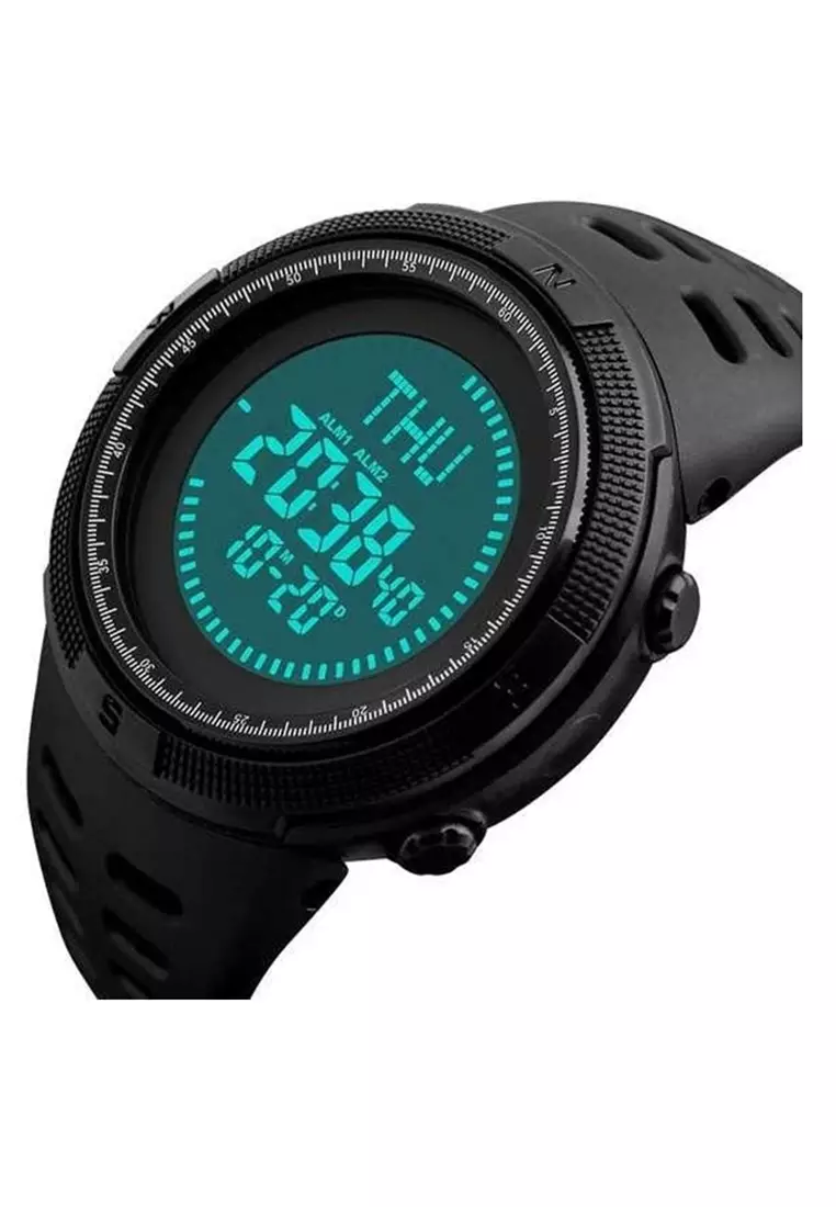 Jam Tangan Kompas Digital Pria LED Waterproof 50m Strap Tali Material Silicone 1254 ORIGINAL