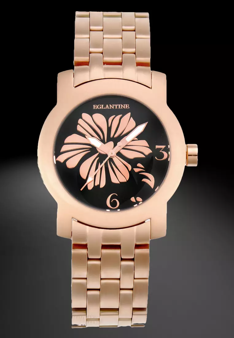 Bauhinia Ladies Pink Gold Plated Steel Quartz Watch on Gold Plated Bracelet
