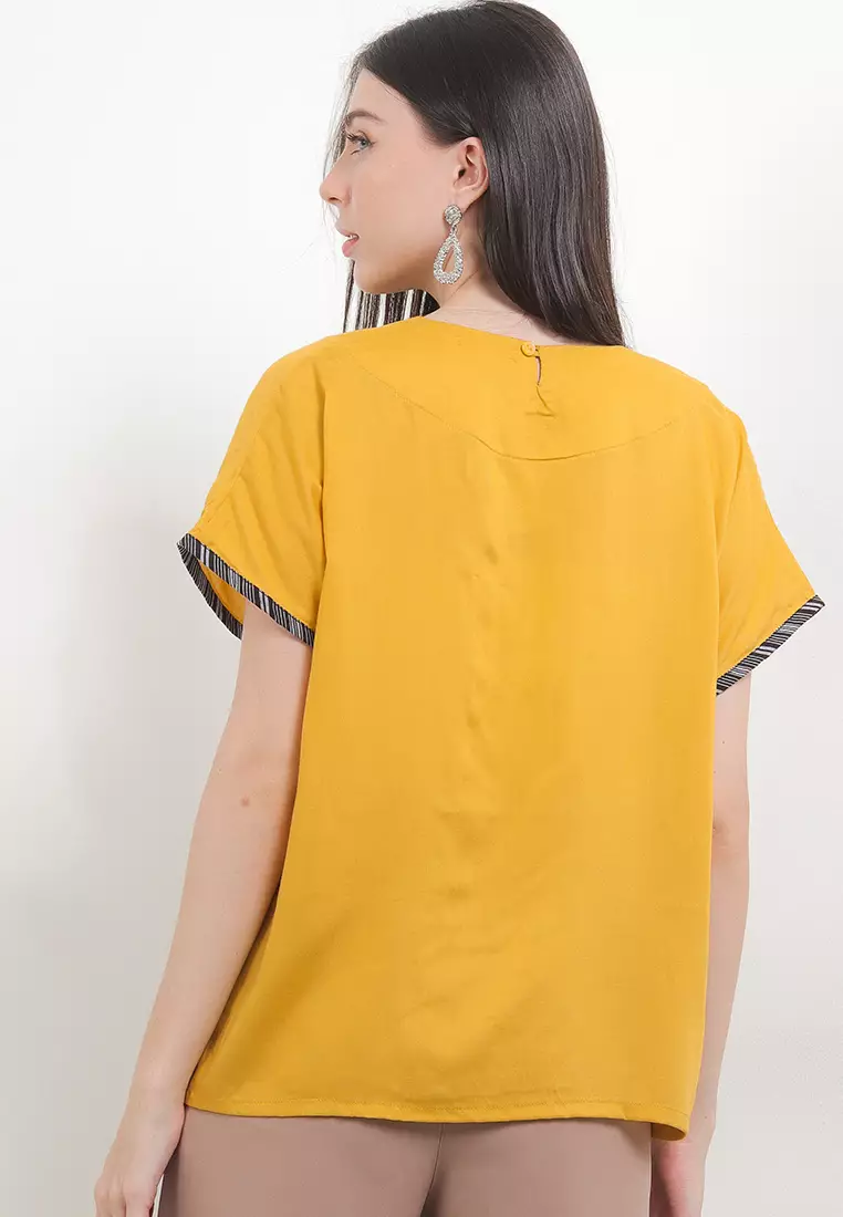 Zara Batik Blouse Cap Top Lengan Pendek