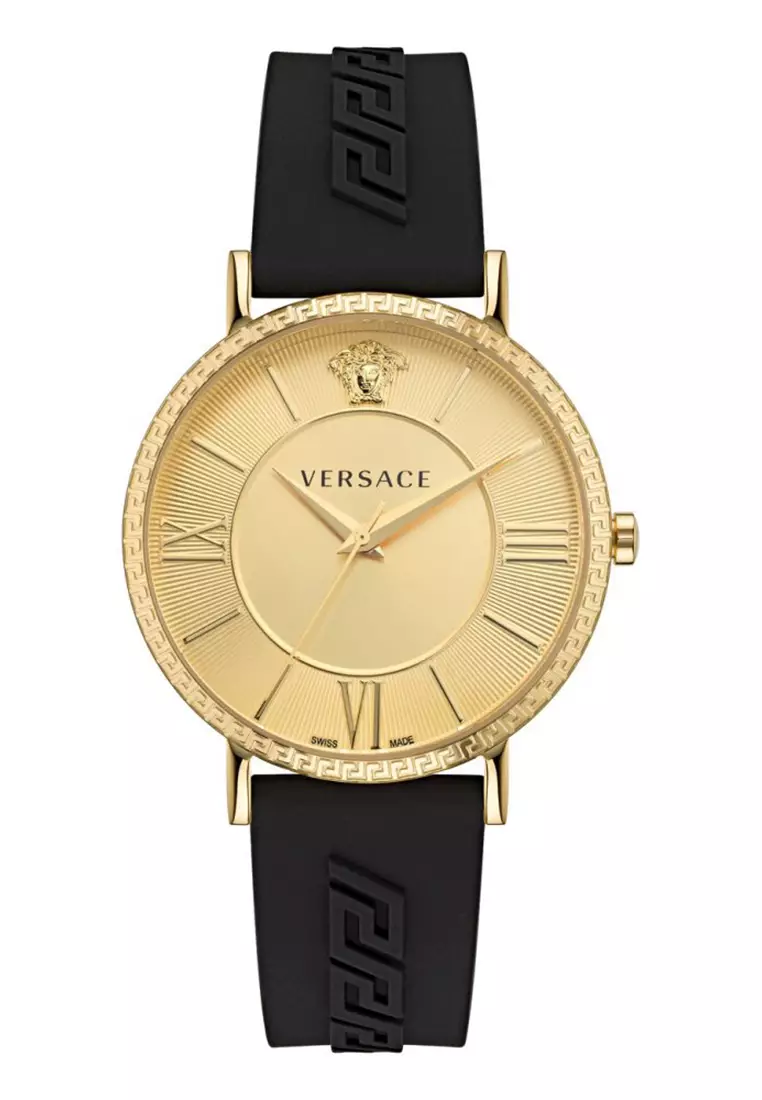 Versace V-Eternal Black Rubber Analog Quartz Watch For Men VVEKA00422