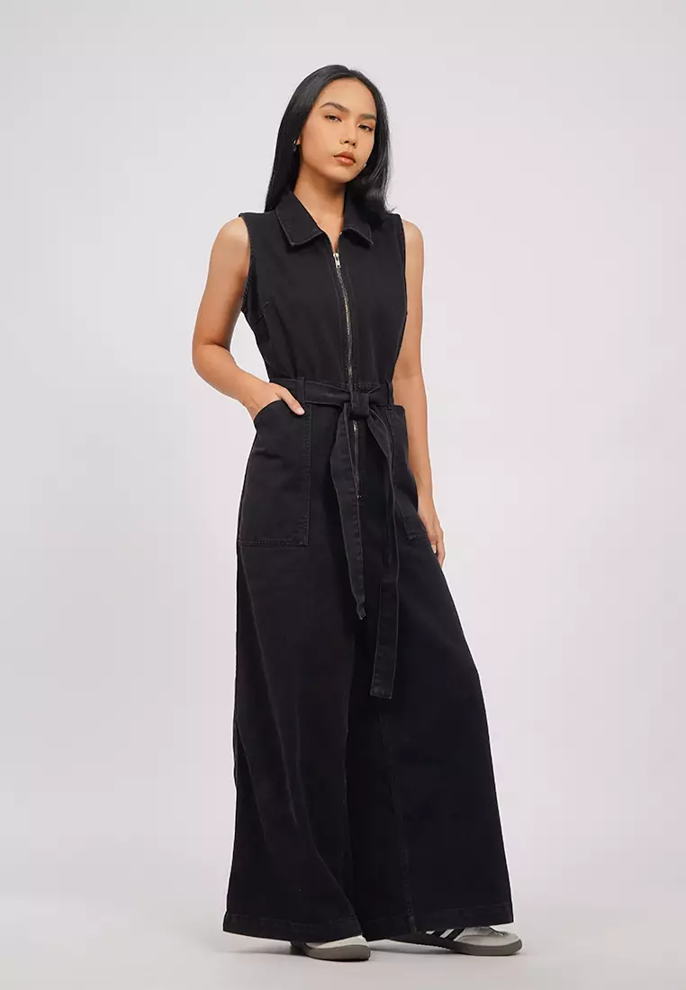 Sleeveless Denim Jumpsuit
