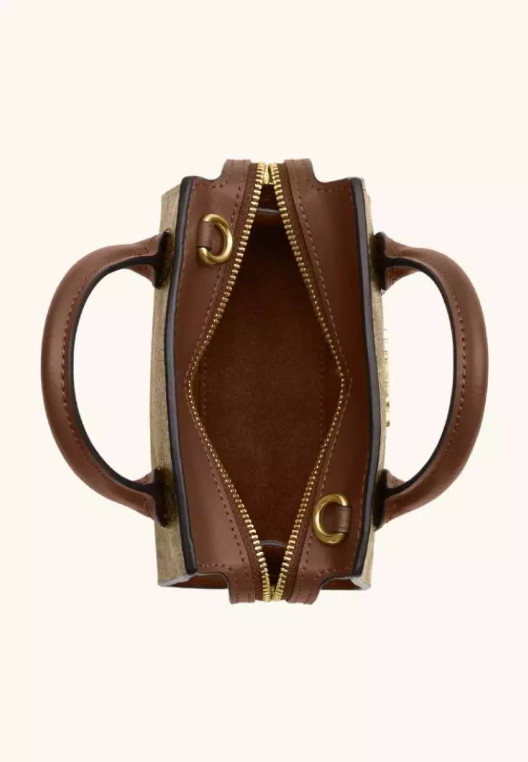 Coach Andrea Mini Carryall In Signature Canvas Khaki Saddle