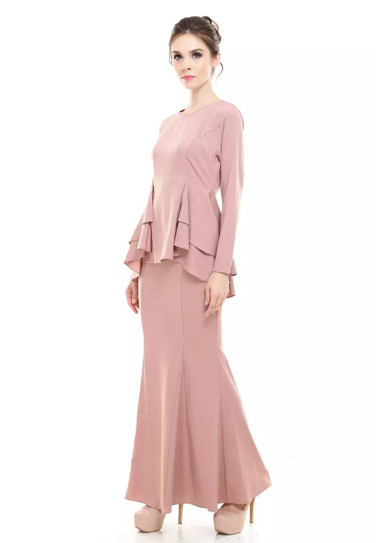 Lora Peplum in Peach Nude