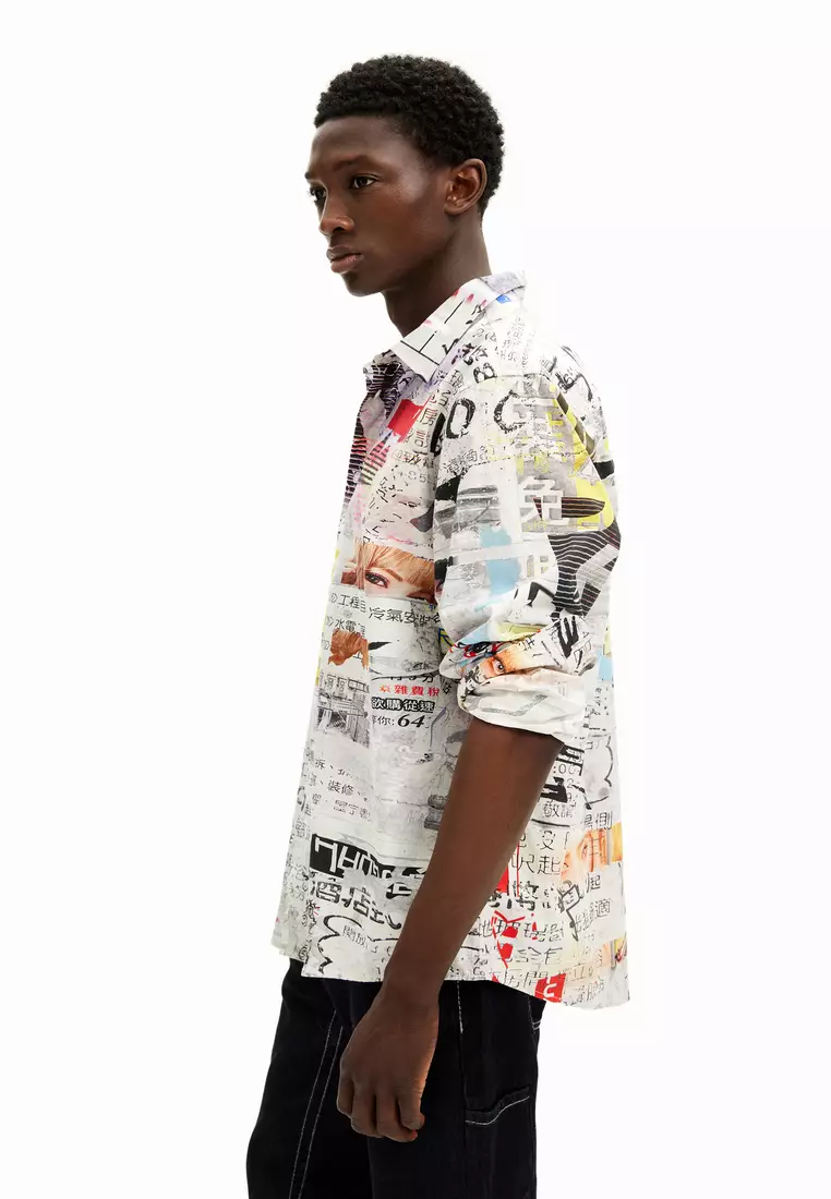 Desigual Man Shirt with Japanese print design.