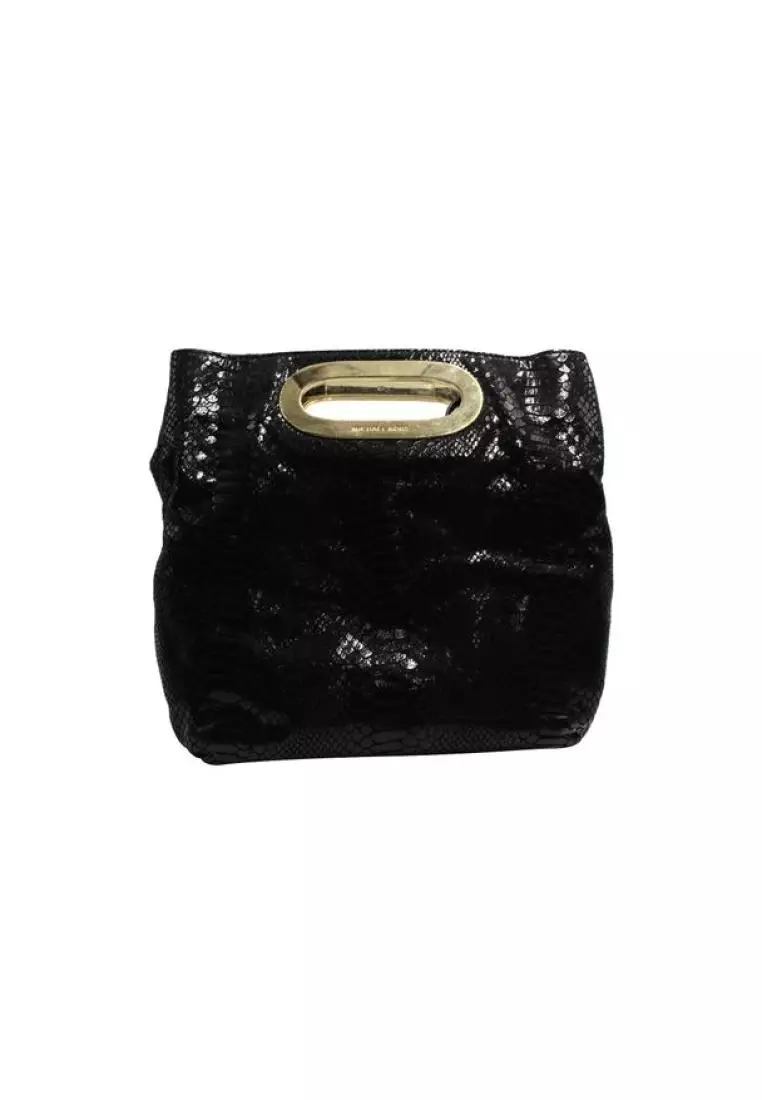 Pre Loved MICHAEL MICHAEL KORS Black Shinny Python Embossed Tote Shoulder Bag